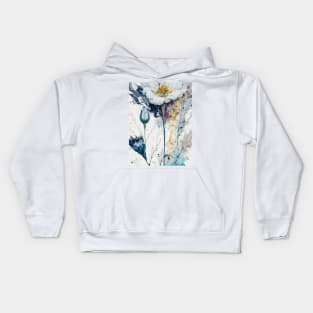 Abstract Flower vibrant Blue Splashes Kids Hoodie